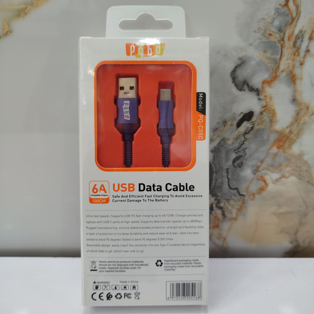 کابل دیتا 120W تایپ C مدل PQ-C05C